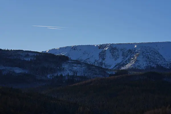 Karlı dağların üzerinde uçan iki arpa görünür uçak..