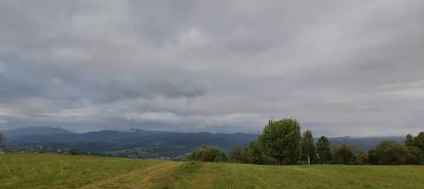 Arkasında bir dağ olan güzel bir manzara.