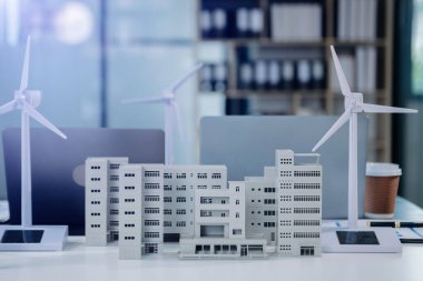 Carbon emissions to limit global warming and climate change to reduce CO2 levels through sustainable development. Business working with meeting room reduce CO2 concept