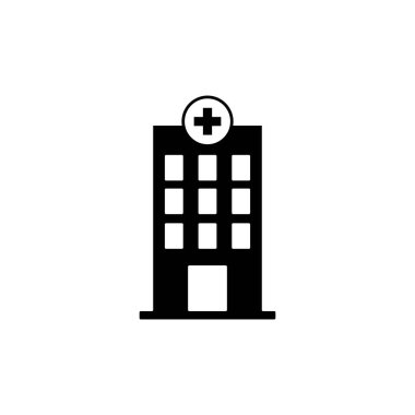 Hastane binası ikon vektör illüstrasyon logosu tasarımı