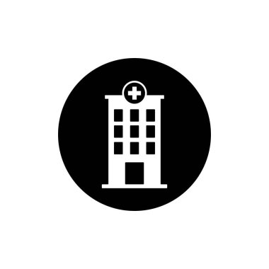 Hastane binası ikon vektör illüstrasyon logosu tasarımı