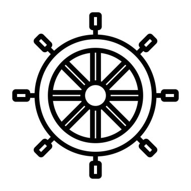 Gemi tekeri simgesi vcetor illüstrasyon logo tasarımı
