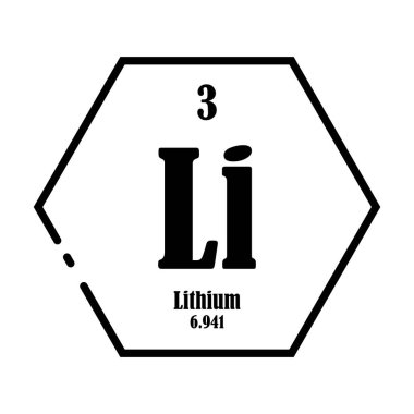 Lityum kimya simgesi, periyodik tabloda kimyasal element