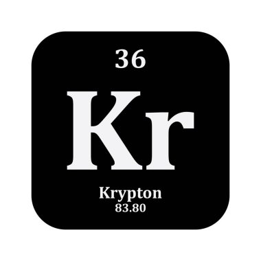 Kripton kimya simgesi, periyodik tabloda kimyasal element