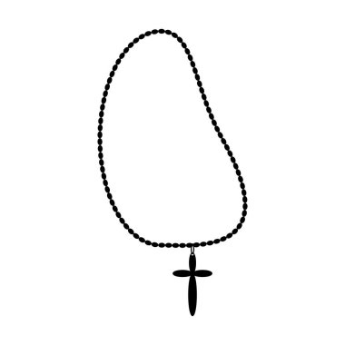 Tespih, Katolik inancı vektör illüstrasyon logosu tasarımı