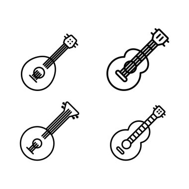 ukulele simge vektör illüstrasyon logo tasarımı
