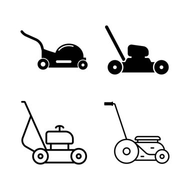 Çim biçme makinesi simgesi vektör illüstrasyon logosu tasarımı