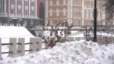 Rus şehri Nizhny Novgorod 'un kış şehri. 4k 