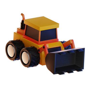 Mavi saplı sarı kazıcı. 3d illüstrasyon