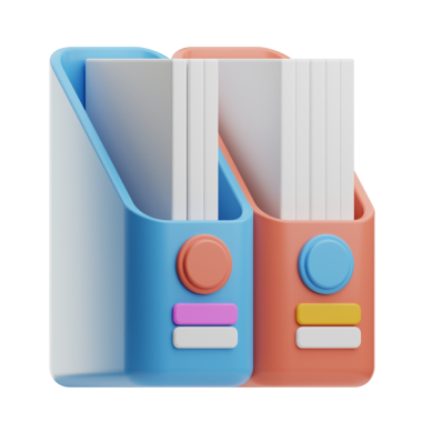 Açık belgeli klasör. 3 boyutlu illüstrasyon. beyaz arkaplanda izole