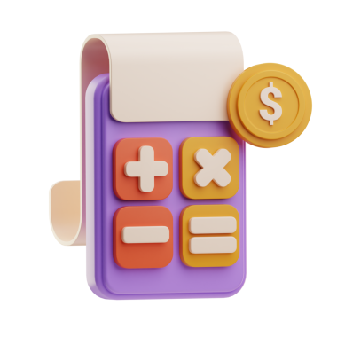 Para uygulamasının sembolü olan ve beyaz arkaplanda izole edilmiş bir hesap makinesinin 3 boyutlu görüntüsü