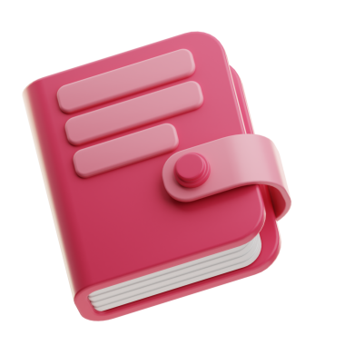 Beyaz arkaplanda izole edilmiş pembe spiral bir kitabın 3 boyutlu canlandırması.