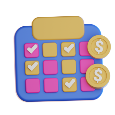 Kontrol işaretli ve iki dolarlık bozuk paraları olan bir takvimin dijital illüstrasyonu, finans veya bütçe içeriği için kullanışlı.