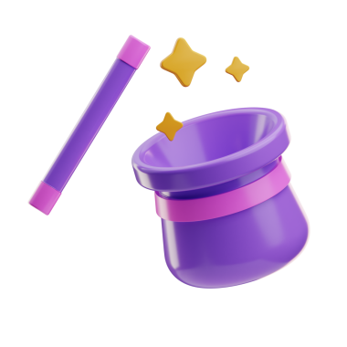 3 boyutlu sihirbaz şapkası ve girdap efektleri..