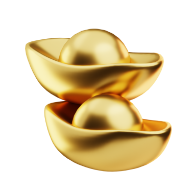Geleneksel Çin tasarımlı 3D altın külçe modeli.