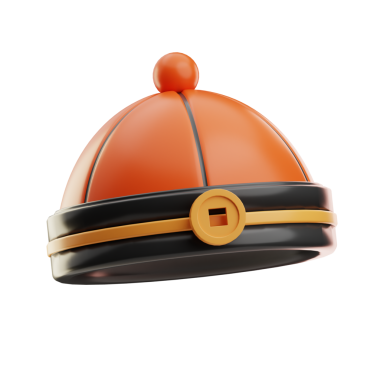 Geleneksel Çin şapkasının 3 boyutlu modeli.