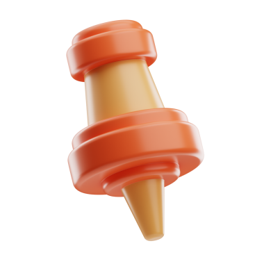 Metalik baş ve plastik noktalı 3B iğne modeli.