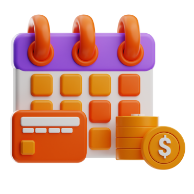 Ödeme günü takvim simgesi veya sembolünün 3B modeli.