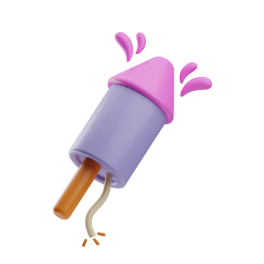 Doğum günü partisi Havai fişek illüstrasyonu 3D