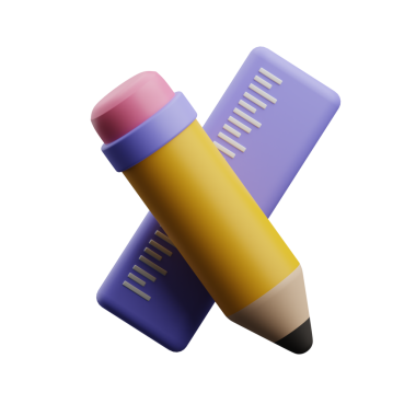 Grafik tasarımcısı kalem ve cetvel çizimi 3d