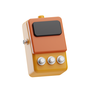 müzik nesnesi efekti gitar illüstrasyonu 3d