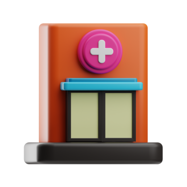 Birden fazla katı ve tıbbi tesisi olan hastane binası..