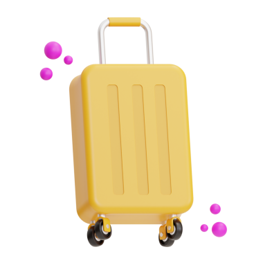 Seyahat, turizm veya promosyon ve dijital içerik markaları için ideal parlak sarı bavul simgesi.