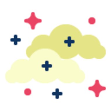 Renkli aksanlı soyut bulut simgesi, teknoloji, dijital pazarlama veya internet ve promosyon tasarımı için ideal.