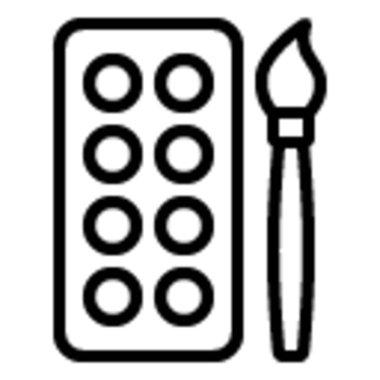 Bir boya fırçası ile canlı renk paleti, yaratıcı pazarlama, web tasarımı, markalaşma ve sanatsal içerik uygulamaları için ideal.