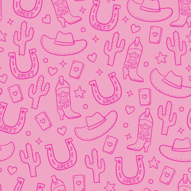 Şirin Pembe Kovboy Kız Kusursuz Batılı Tasarım Çizmeleri, Şapkaları ve Kız Moda ve Parti Dekorasyonu Yıldızları
