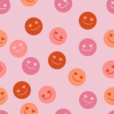 Pembe aşk yüzleri - kusursuz vektör deseni