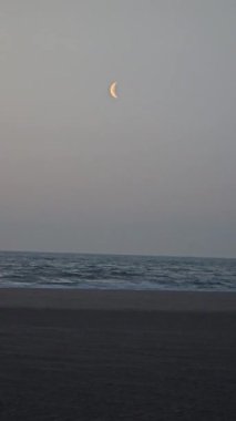 Kambois Sahili Northumberland, sahil dokularıyla gün doğumuna doğru Mavi Saat. Nisan 2025