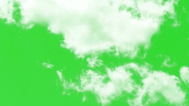 Yeşil ekranda hareket eden gerçekçi beyaz bulutlar. Krom anahtar projeleri, meteoroloji videoları, tanıtımlar veya gökyüzü sahnesi değişiklikleri için mükemmel.