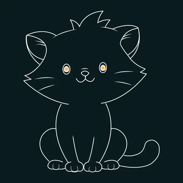 vektör elli siyah üzerine çizgi film kedisi çizdi.