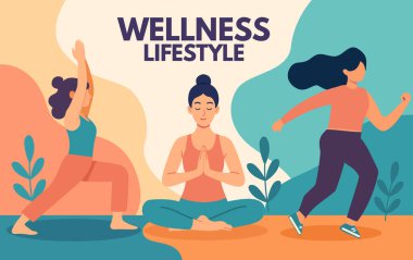 Sağlık Yaşam Tarzı Aktiviteleri Sağlıklı Yaşam VectorYoga Meditasyonu Etkin Aktif Yaşam Tarzı