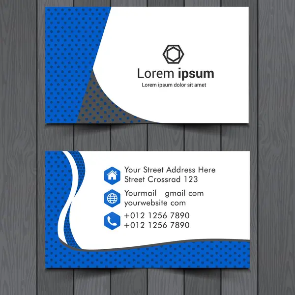 Benzersiz bir benek desenli ve soyut kavisli dizaynlı şık mavi ve beyaz kartvizit şablonu. Modern markalaşma, kurumsal kimlik ve yaratıcı profesyoneller için ideal. Logo, iletişim detayları ve web sitesi için boşluk içerir.