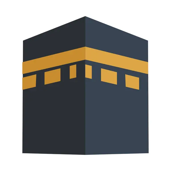 Mekke 'deki Mescidi Haram' ın merkezindeki kutsal bina olan Kabe 'nin minimalist vektör simgesi. İslami temalar, Hac, Umrah ve dini içerik için ideal.