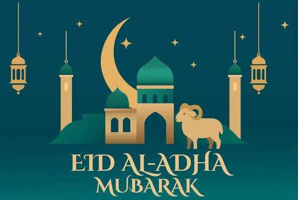Kurban Bayramı Kurban Bayram Vektörü Mübarek, Kurban Bayramı Mübarek Bayram Kartı Tasarımı Cami İslami Bayramıyla Kurban Bayramı Mübarek