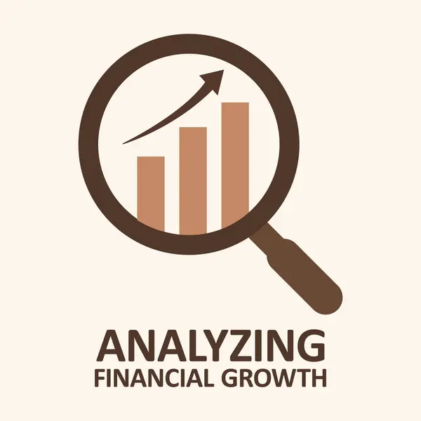  Yükselen bir çubuk grafiğini inceleyen, mali analizi, veri incelemesini ve ekonomik gelişimi sembolize eden bir büyüteç simgesi.