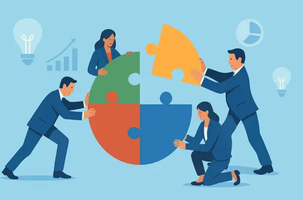 Takım çalışması Bulmaca İşbirliği Çözüm Ekibi Kurma Stratejisi Sorun Çözme Yapboz Kavramı