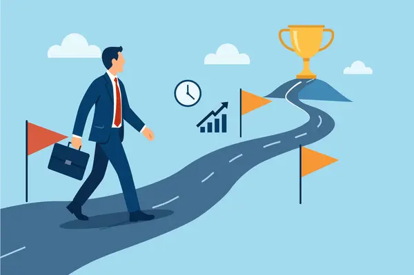 Ticari Başarı Yolu Hedefe Giden İş Yolculuğu Ödül Başarı Yolu Stratejik İş Yolu İleride