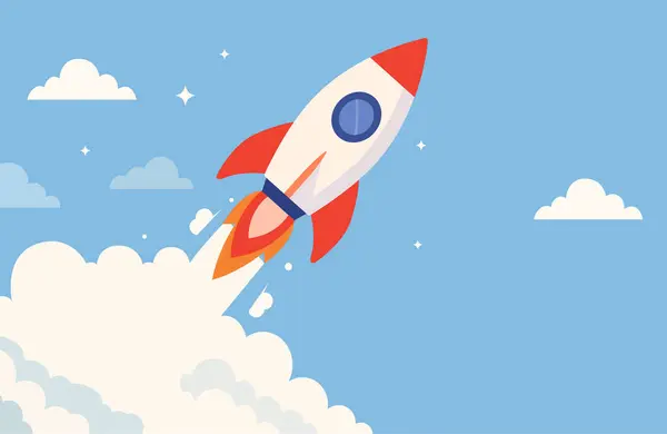 Roket fırlatılışı Sky Startup Roket Yükselen İş Büyüme Roketi Yenileme Roketi Başarı Fırlatma Roketi