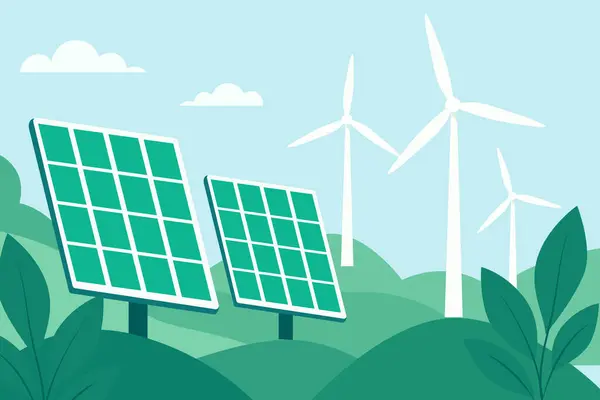 Yenilenebilir Enerji Manzarası Güneş Panelleri ve Rüzgar Türbinleri Yeşil Enerji ve Sürdürülebilir Geleceğin Temiz Güç Üretimi Sahnesi Çevre dostu Enerji Çözümleri Çevre dostu Güç