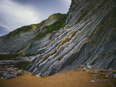 İspanya, Zumaia 'daki uçurumun manzarası