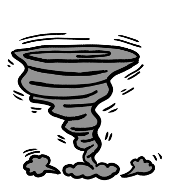 Güçlü bir kasırga ya da kasırganın karikatür çizimi. Hava ve doğal afet temaları için mükemmel.