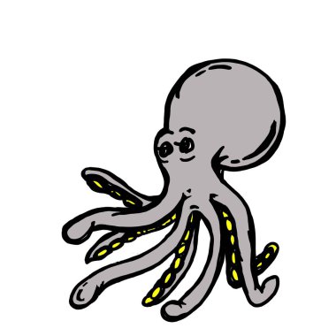 serbest çizilmiş karikatür ahtapot