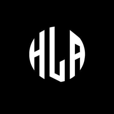 Siyah arkaplanda HLA harf logosu tasarımı. 