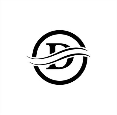 Beyaz arkaplanda D harfi logo tasarımı. 