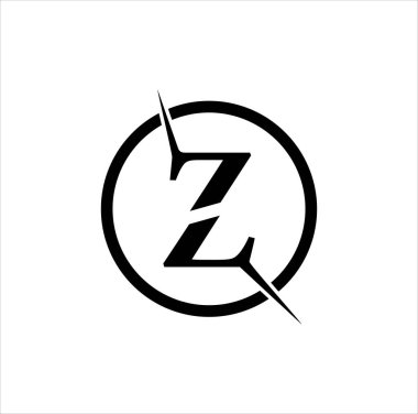 Siyah beyaz arkaplanda Z harfi logo tasarımı. 