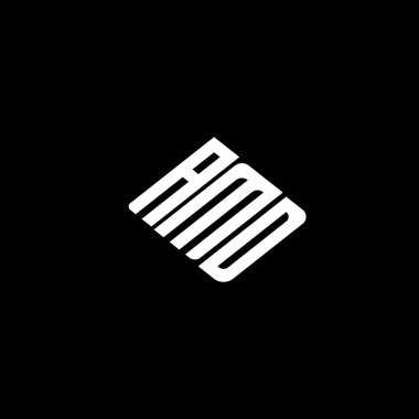 Siyah arkaplanda AMD harf logosu tasarımı. 